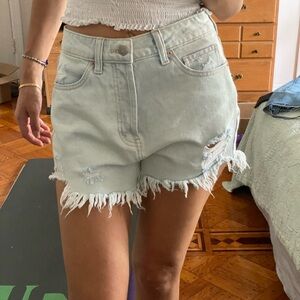 Wild Fable Highest Rise Shorts Light Blue Frayed Distressed Jean Shorts Short 2